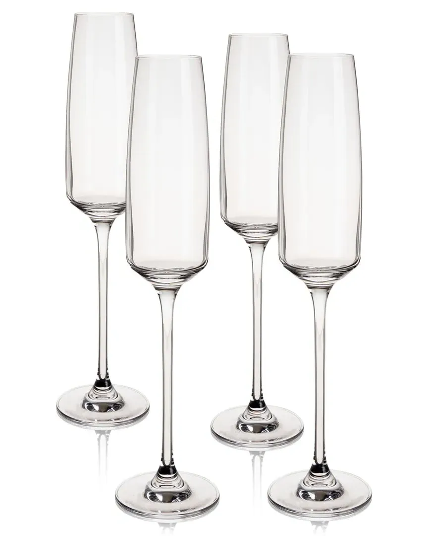 Reserve Julien Set of 4 Crystal Flute Glasses - Clear