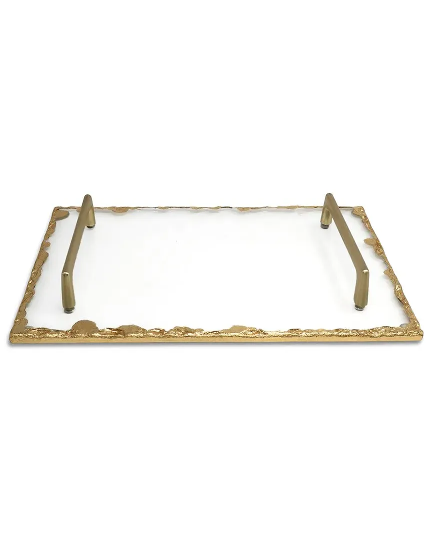 11.75in Glass Tray - Gold image
