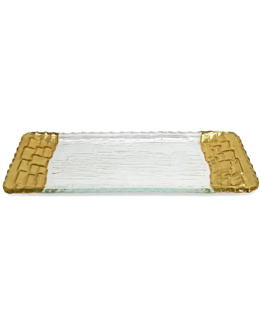13in Glass Tray with Foil Ends - Clear, Gold image