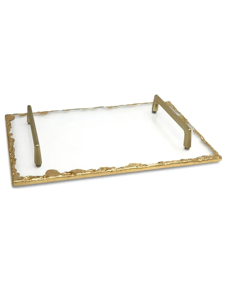 19.75in Glass Tray - Gold