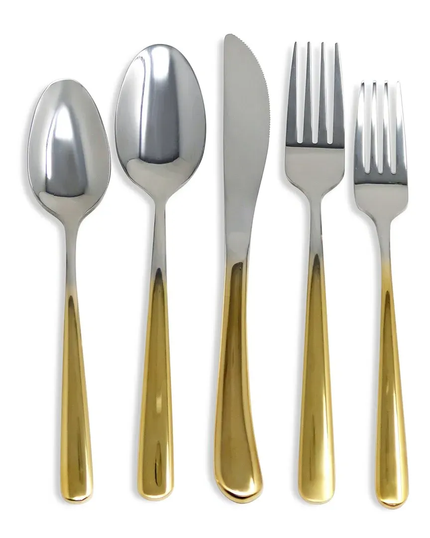 20-Piece Colorblock Flatware Set - Silver, Stainless Steel image