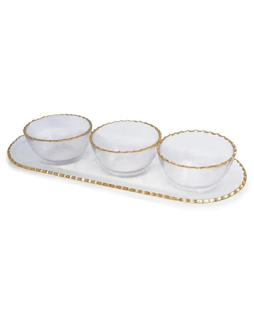 3-Bowl Serving Dish - Gold, Glass