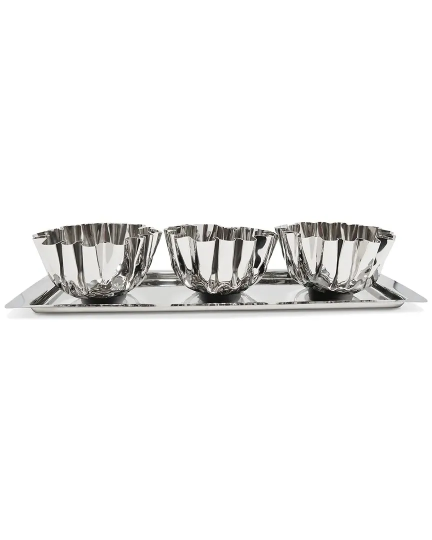 4pc Bowls & Tray Set - Silver, Stainless Steel image