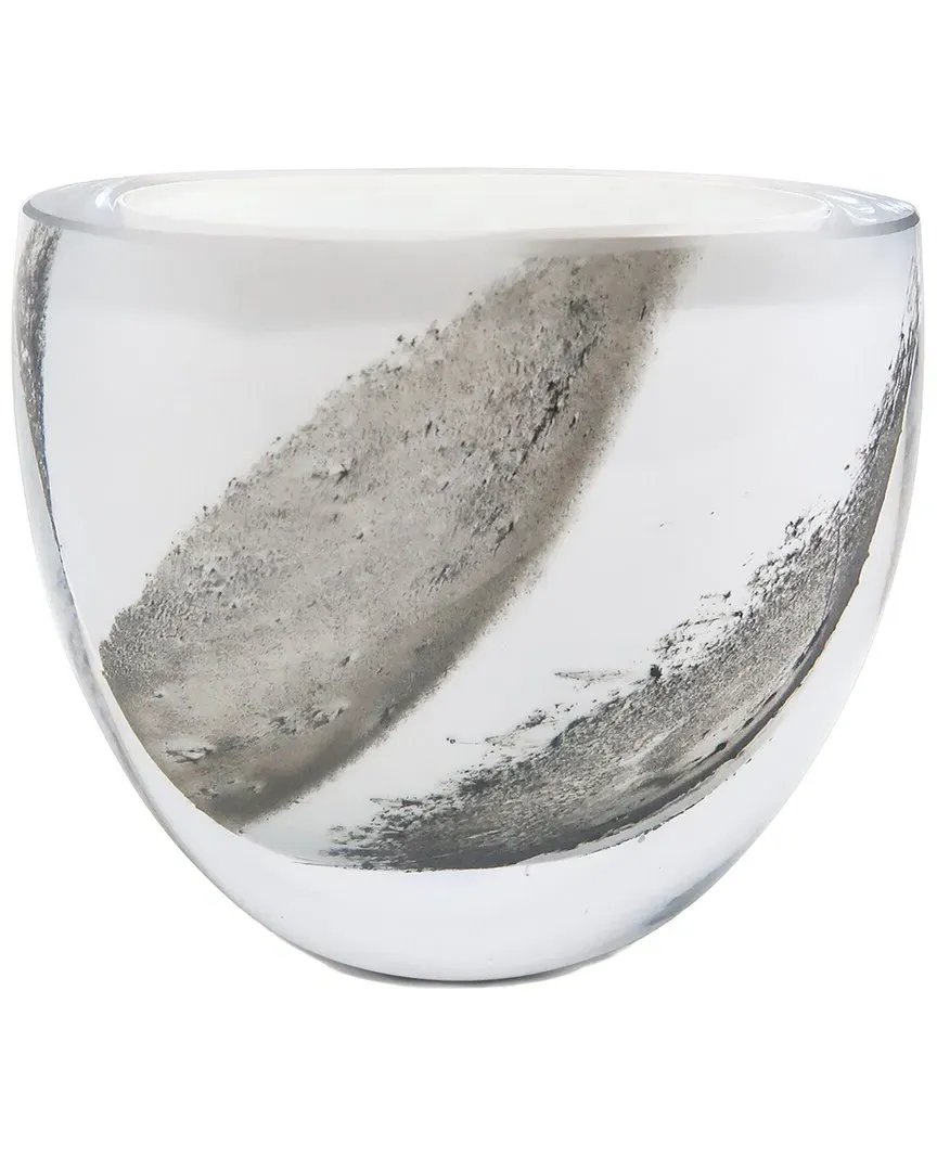 6in Glass Shallow Vase - White image