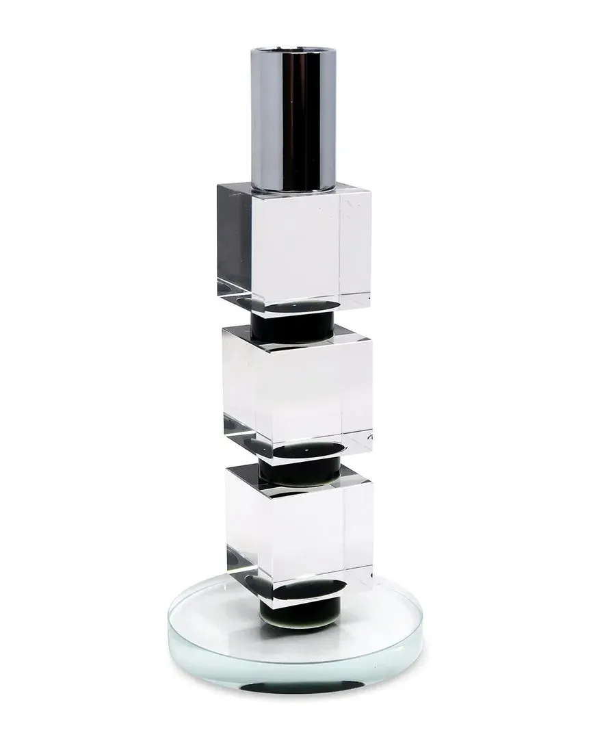 Block Design Crystal Candlestick - Clear image