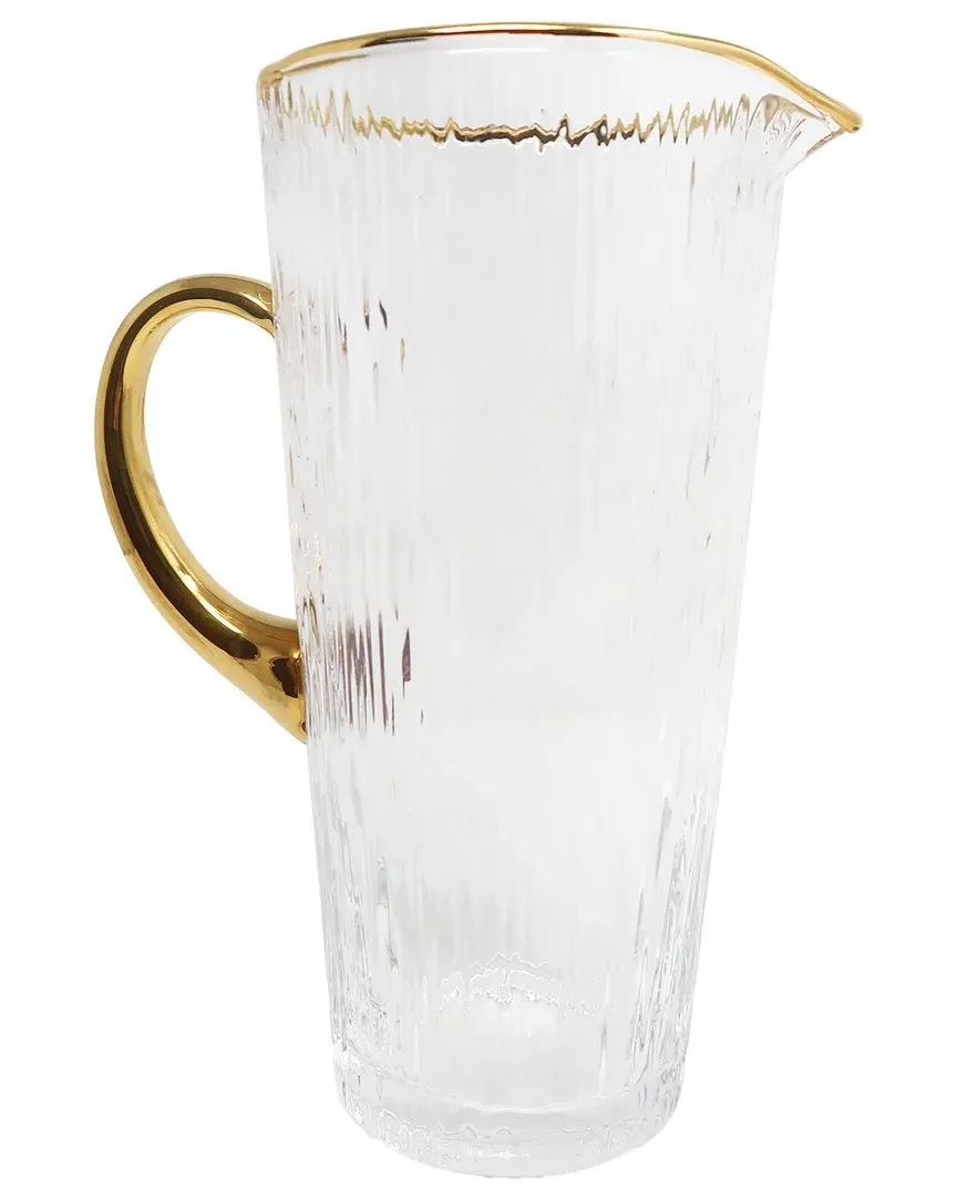Clear Pitcher with Handle & Rim Detail - Clear, Glass image