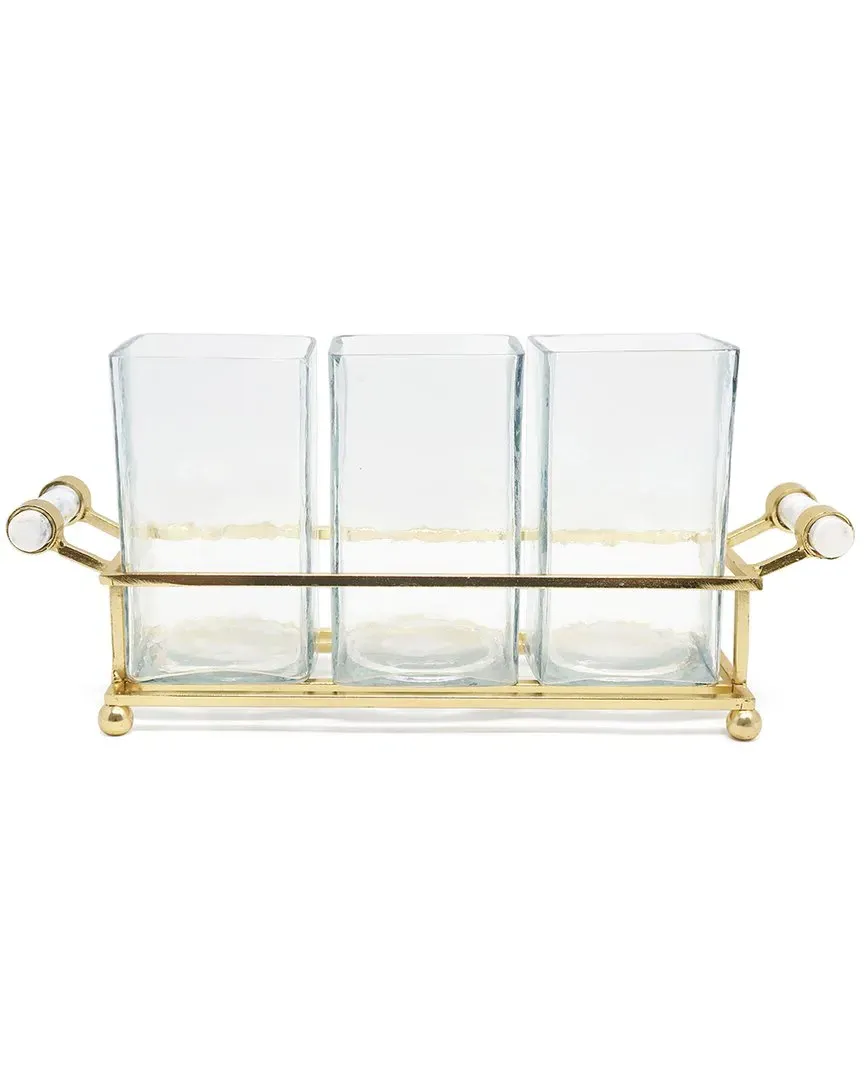 Cutlery Holder with Frame & Handles - Gold image
