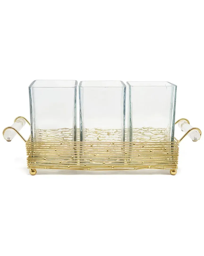 Cutlery Holder with Stand & Handle - Gold
