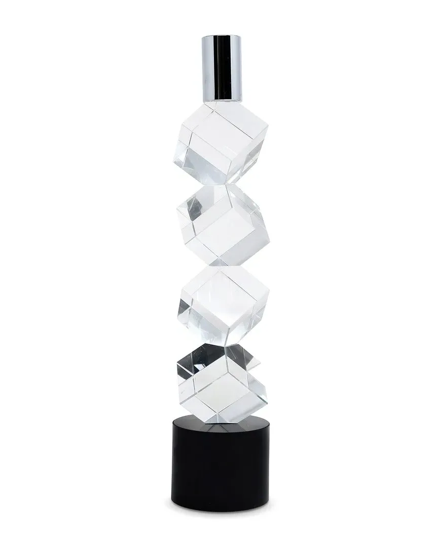 Diagonal Crystal Candlestick - Silver