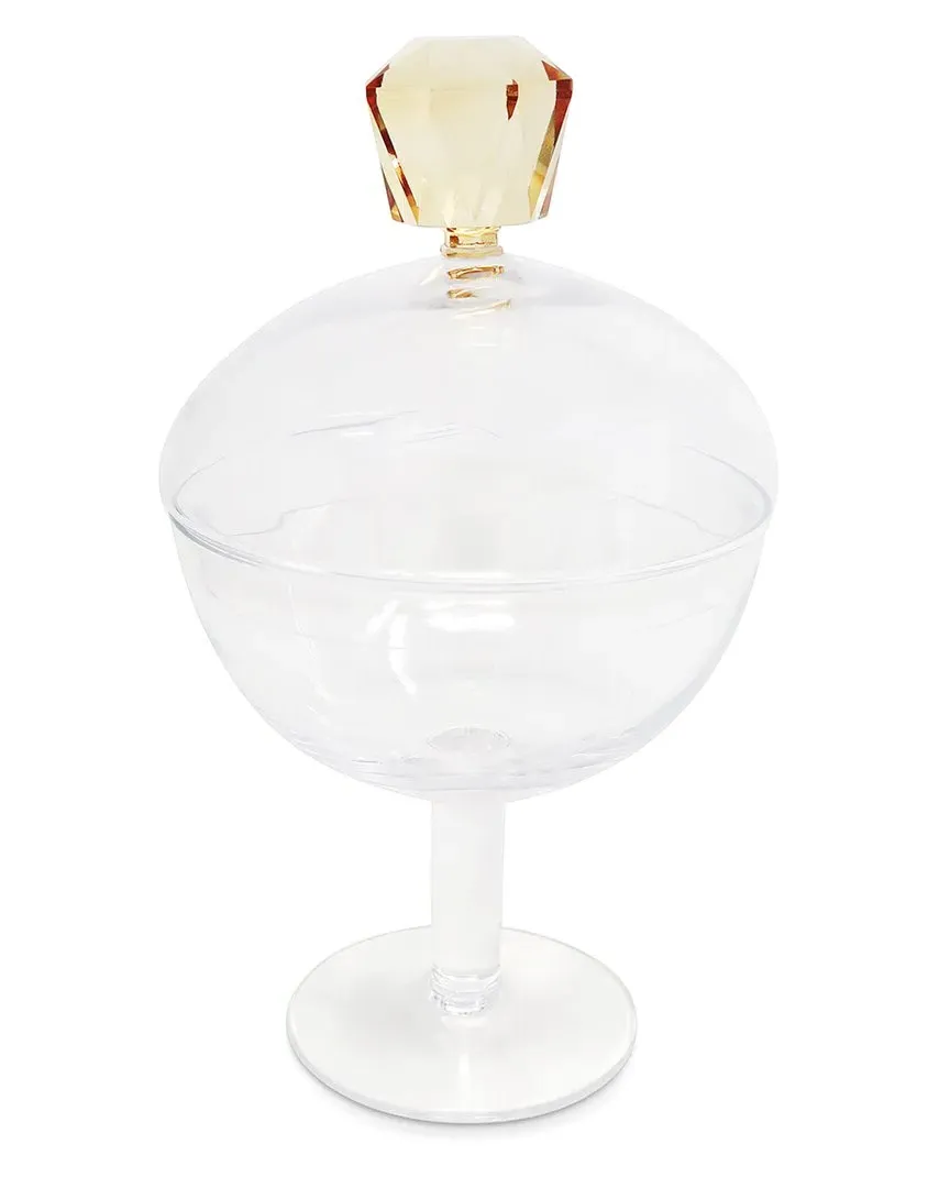 Diamond Shape Handle Glass Jar - Clear Amber image