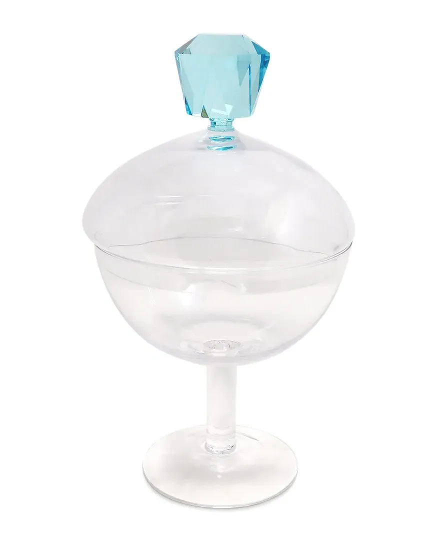 Diamond Shape Handle Glass Jar - Clear Blue