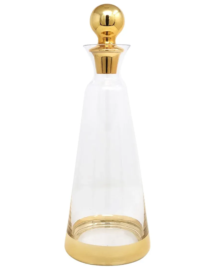 Glass Decanter with Lid - Clear, Gold