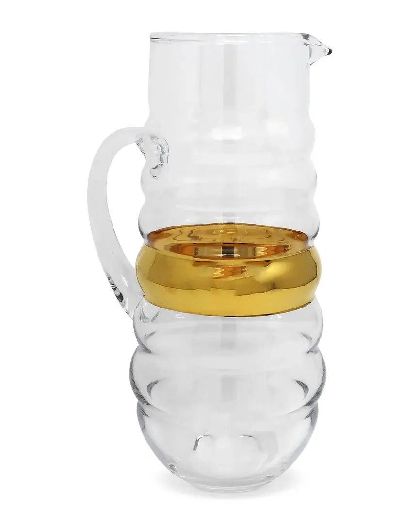 Glass Pitcher with Stripe - Clear