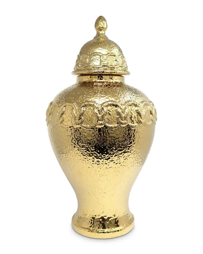 Gold Ginger Jar with Chain Detail - Gold, Stainless Steel image