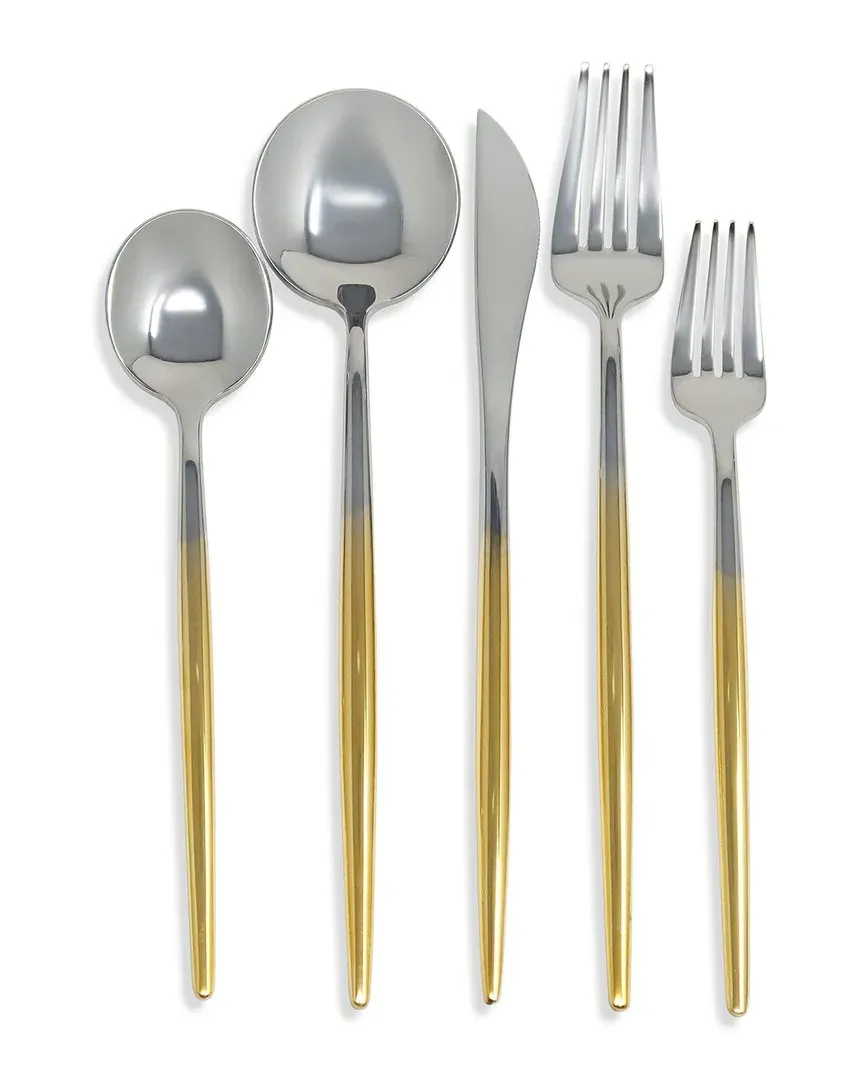 Morne 20pc Flatware Set - Silver/Gold, Stainless Steel