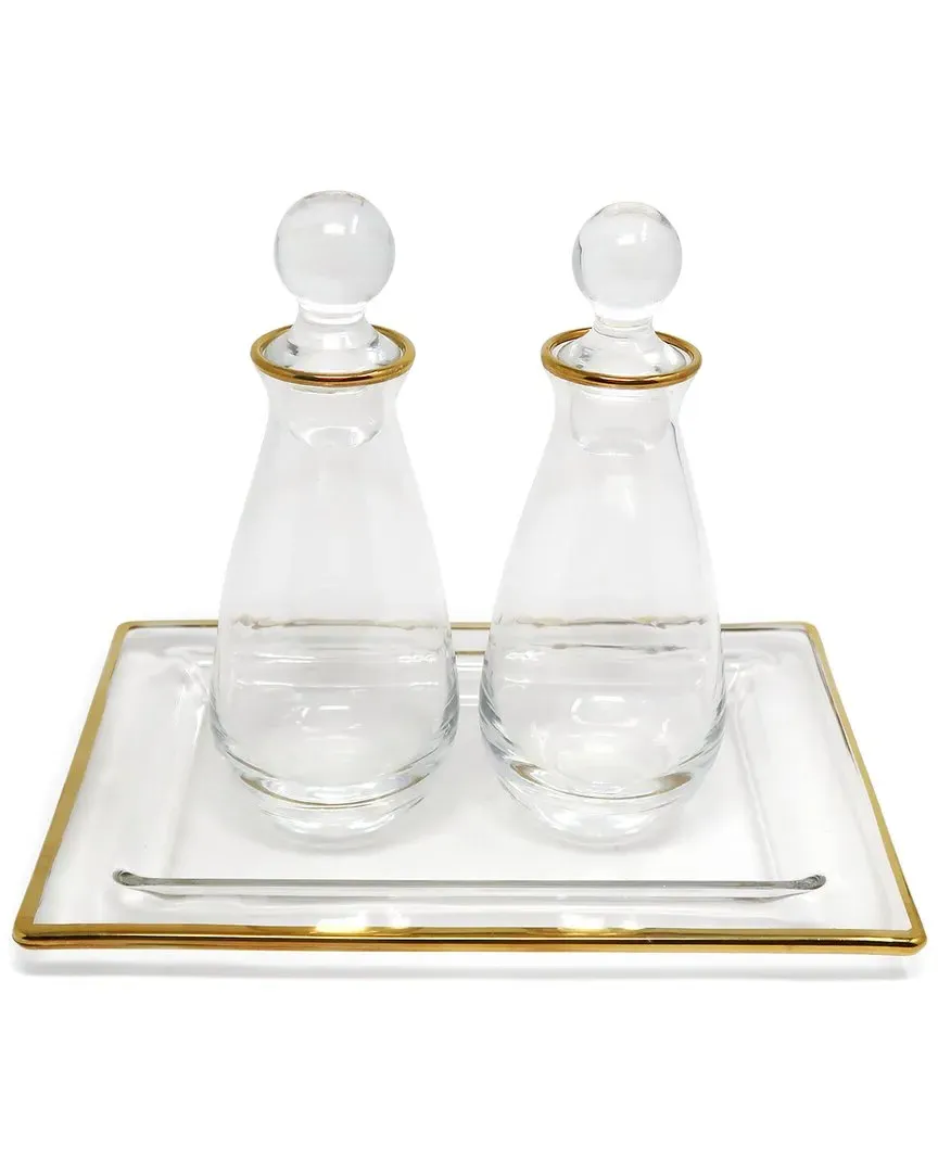 Oil & Vinegar Set with Tray - Clear, Glass