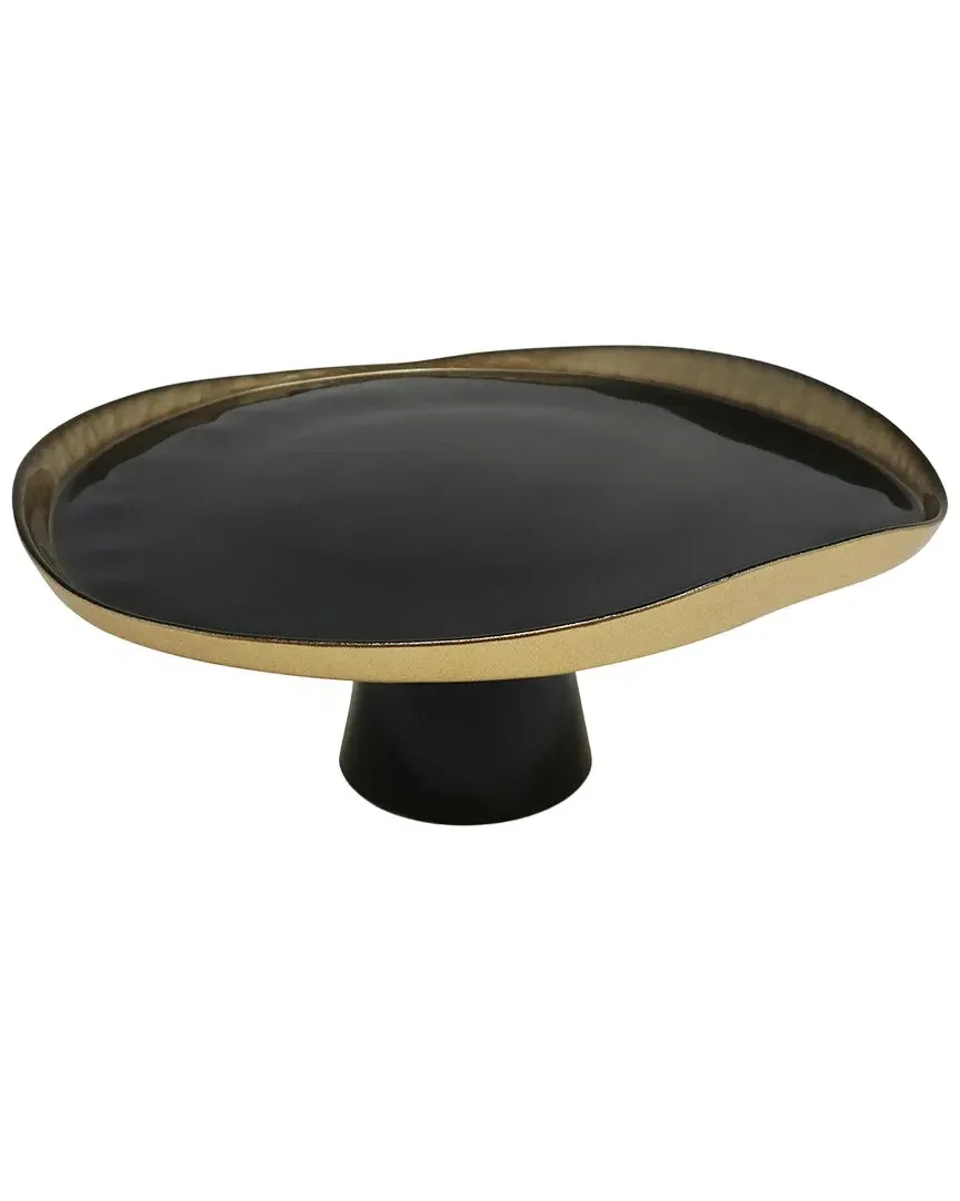 Organic Shaped Footed Cake Plate - Black, Glass image