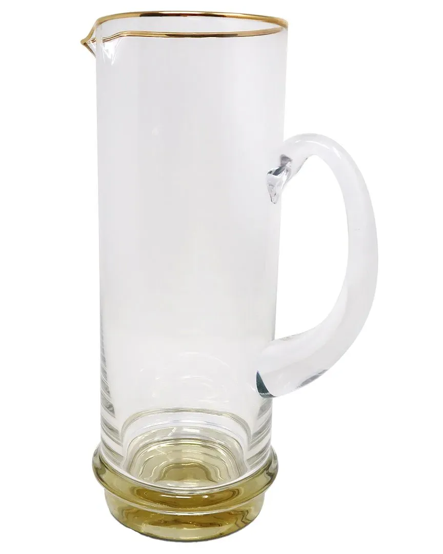 Pitcher with Base & Rim Detail - Clear, Glass