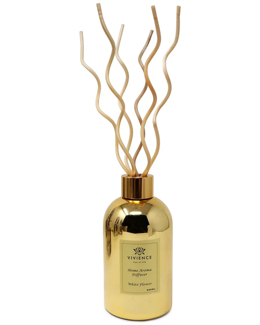 Reed Diffuser White Flower Scent - Gold, Glass image