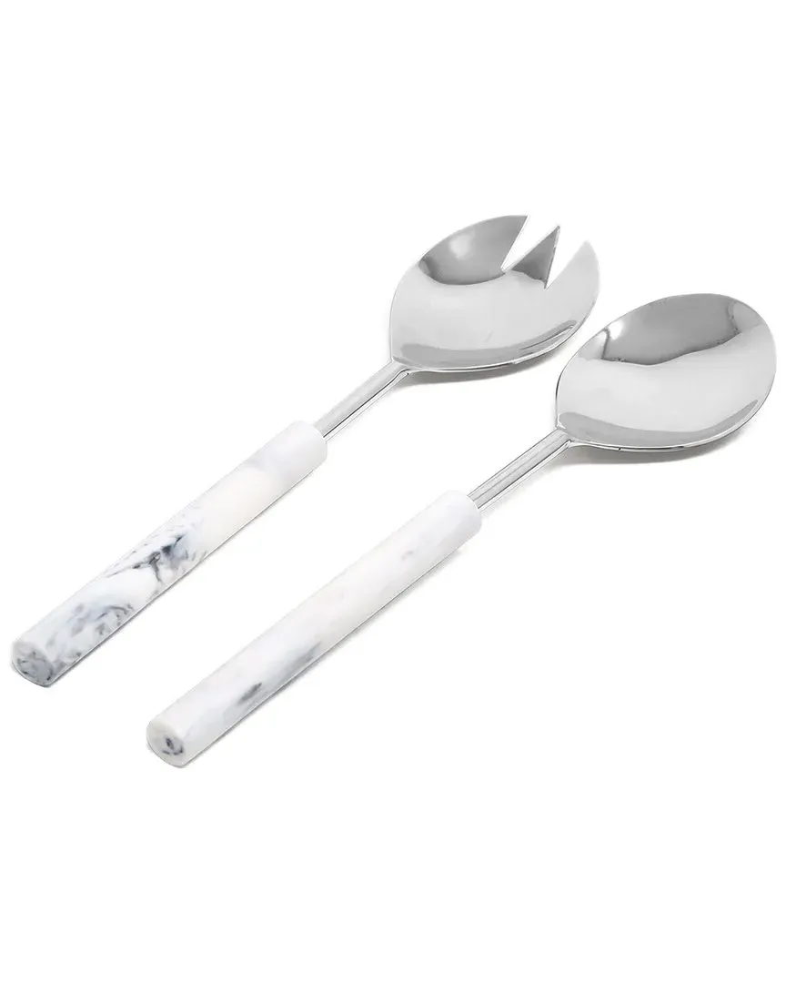 Salad Server Set with Handle - Marble