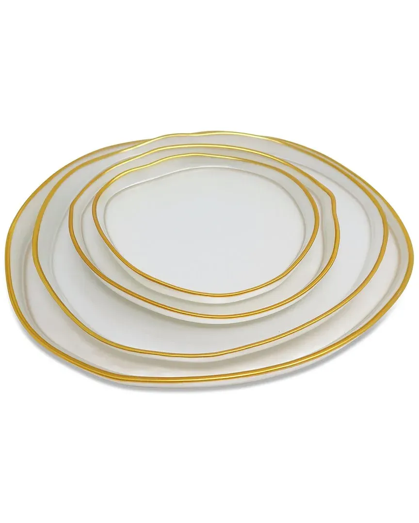 Set of 4 Organically Shaped Charger Plates - Clear, Glass