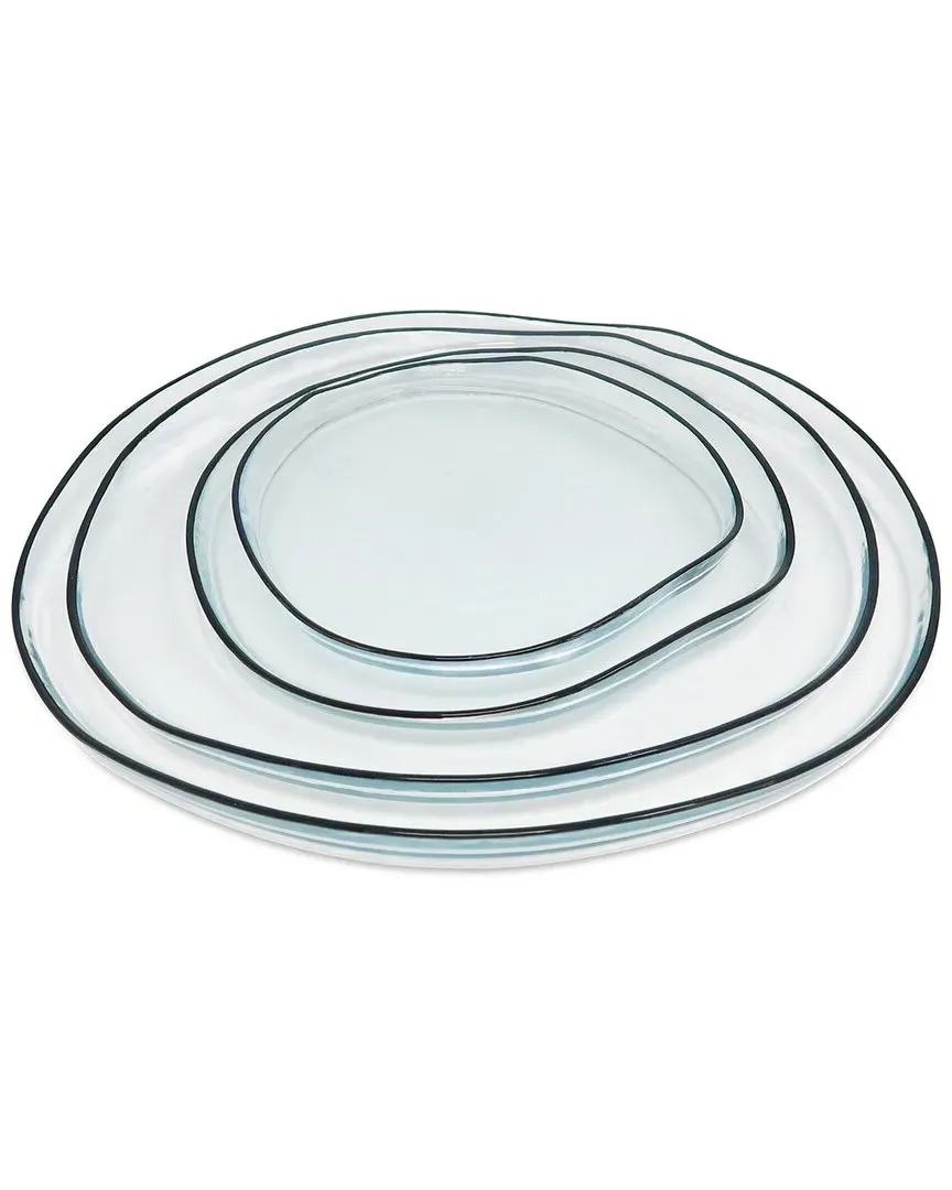 Set of 4 Organically Shaped Charger Plates - Gold, Glass