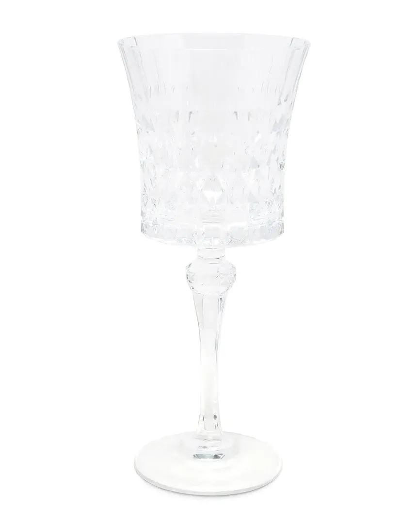 Set of 6 Diamond Wine Glasses - Clear, Glass