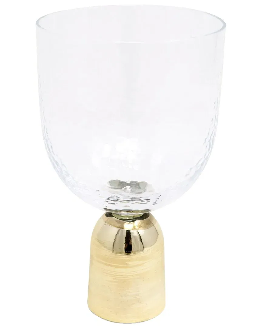 Set of 6 Hammered Water Glasses on Pedestal - Clear, Glass