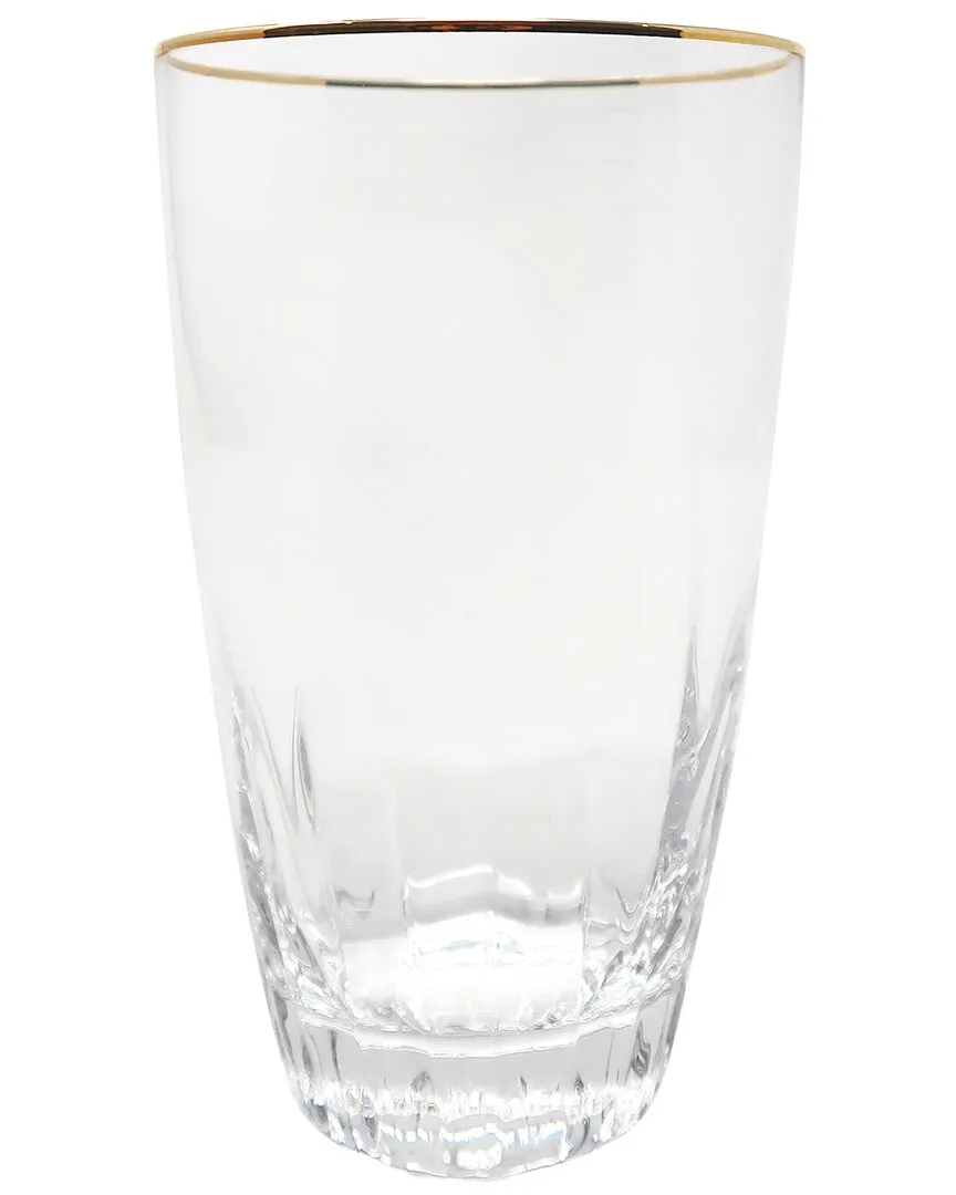 Set of 6 Highball Glasses with Rim - Clear, Gold image