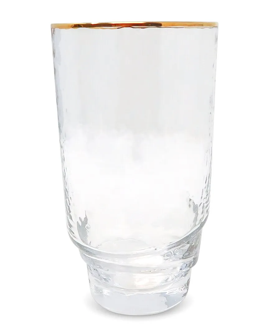 Set of 6 Highball Glasses with Shaped Bottom - Clear