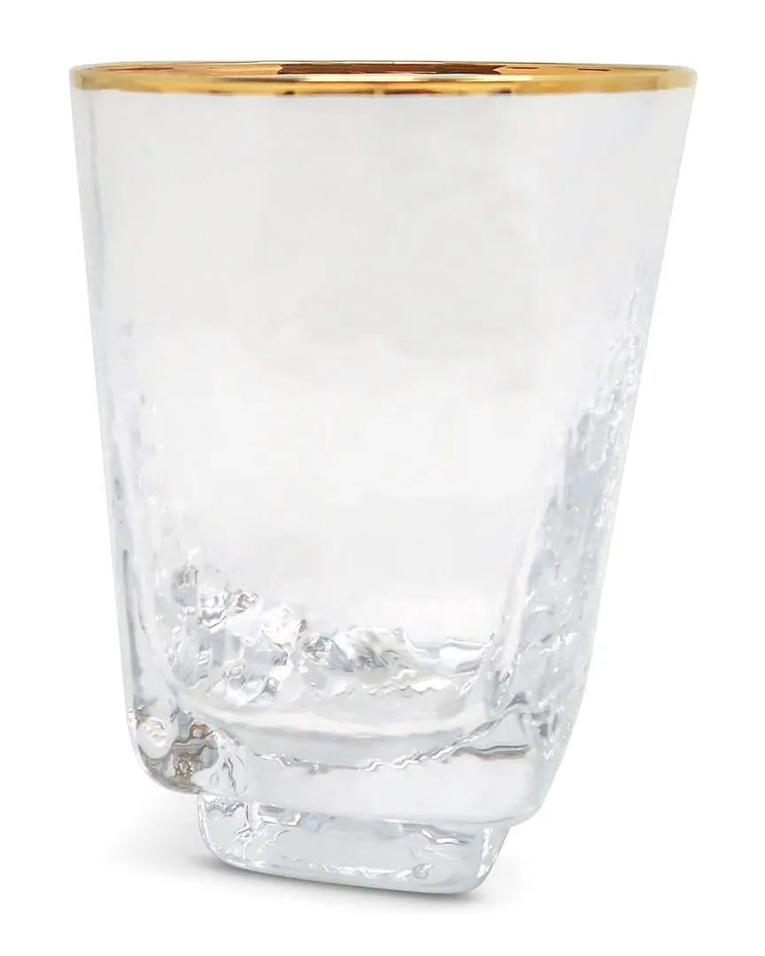 Set of 6 Square Hammered Tumbler Glasses - Clear, Glass