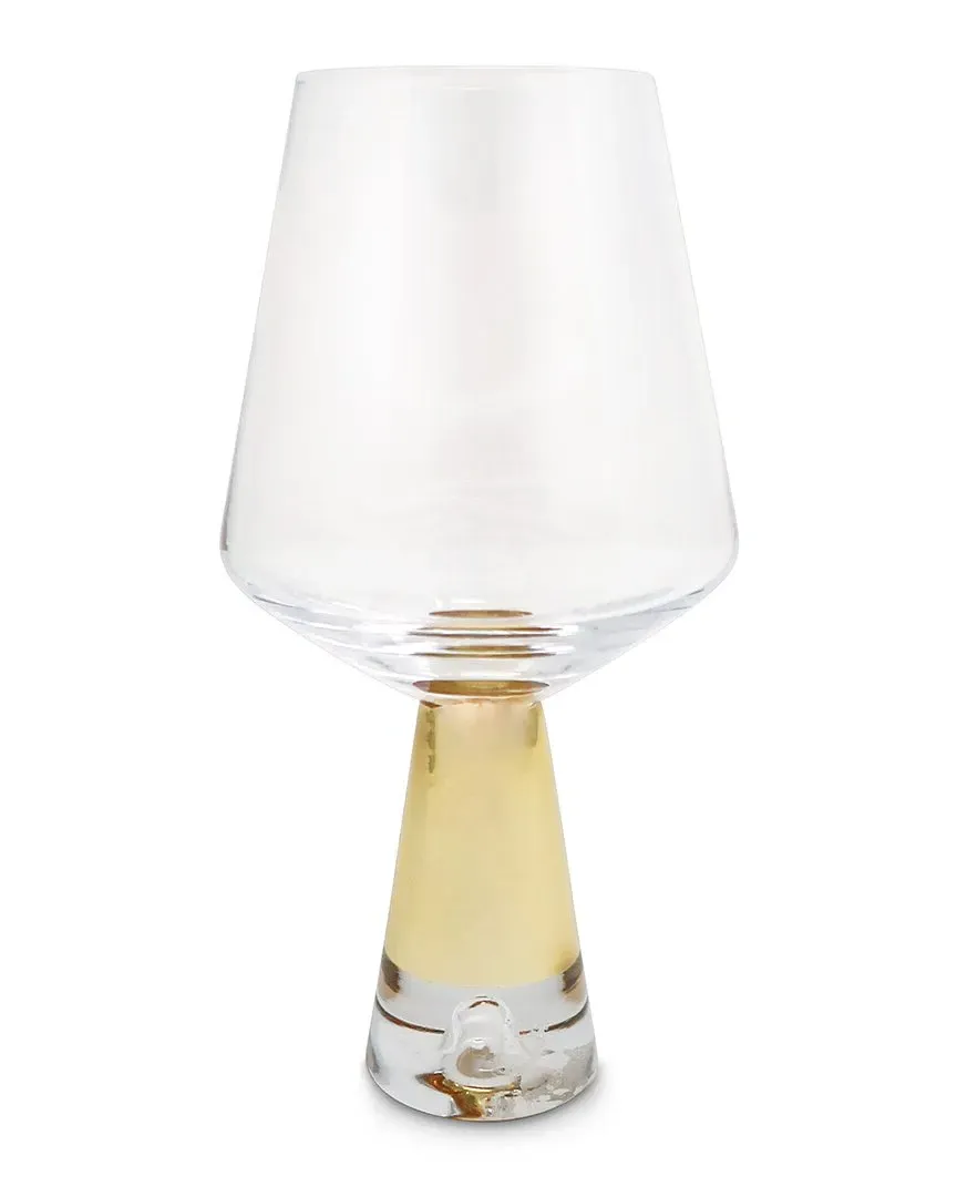 Set of 6 Stemmed Wine Glasses - Gold, Glass