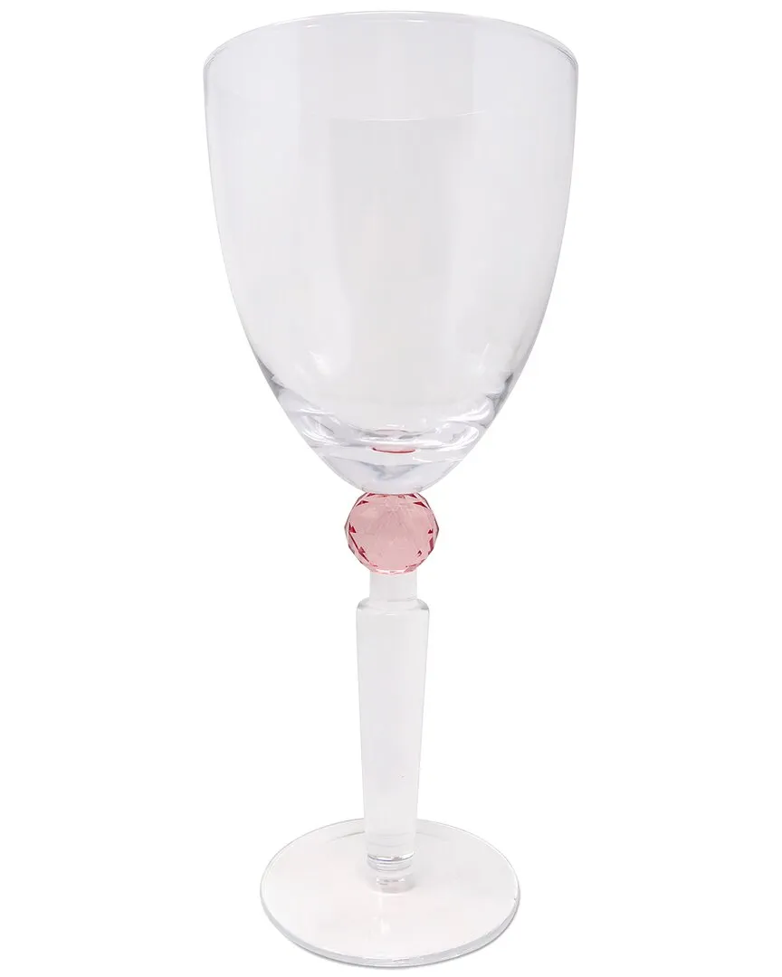 Set of 6 Water Glasses - Clear/Pink, Glass