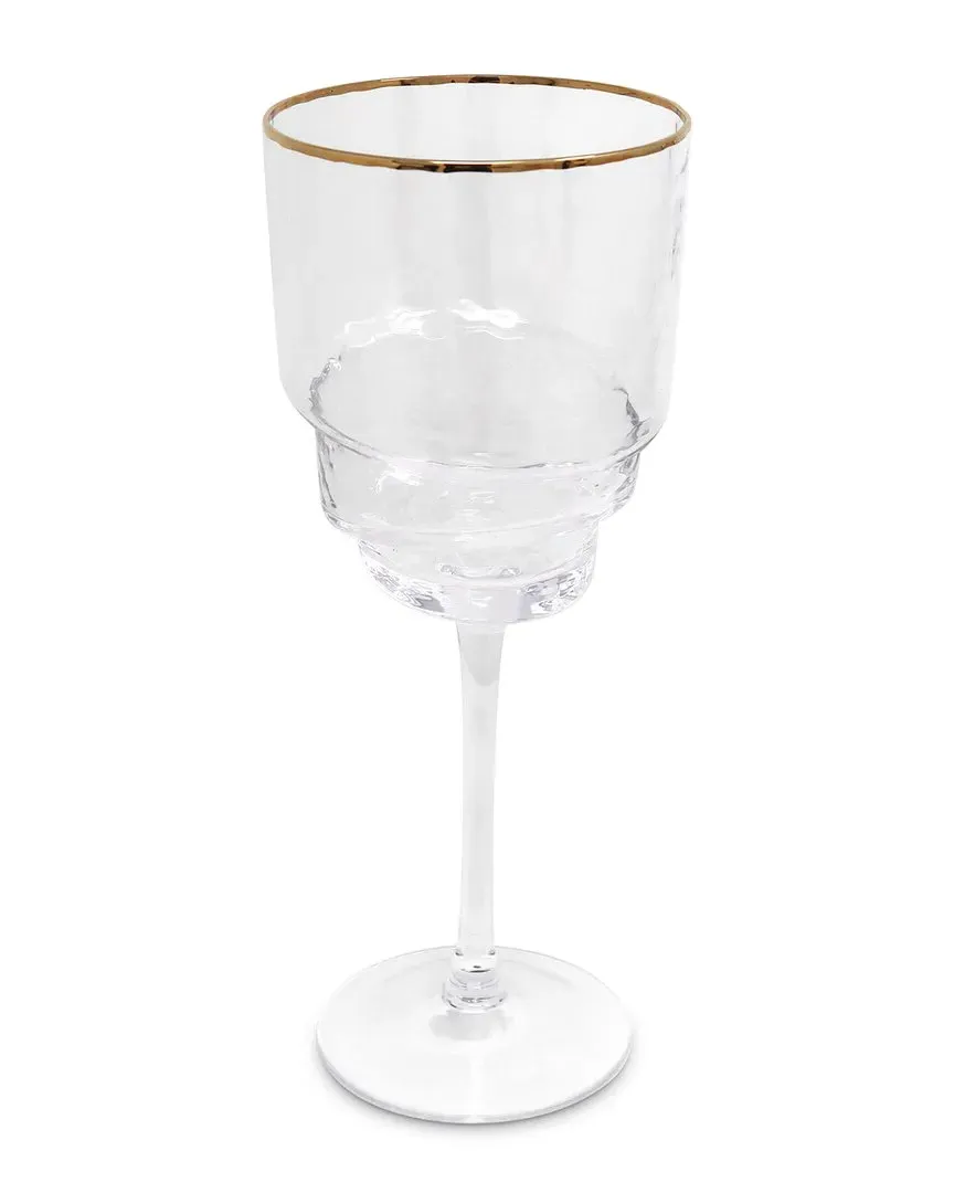 Set of 6 Water Glasses with Shaped Bottom - Gold, Glass image