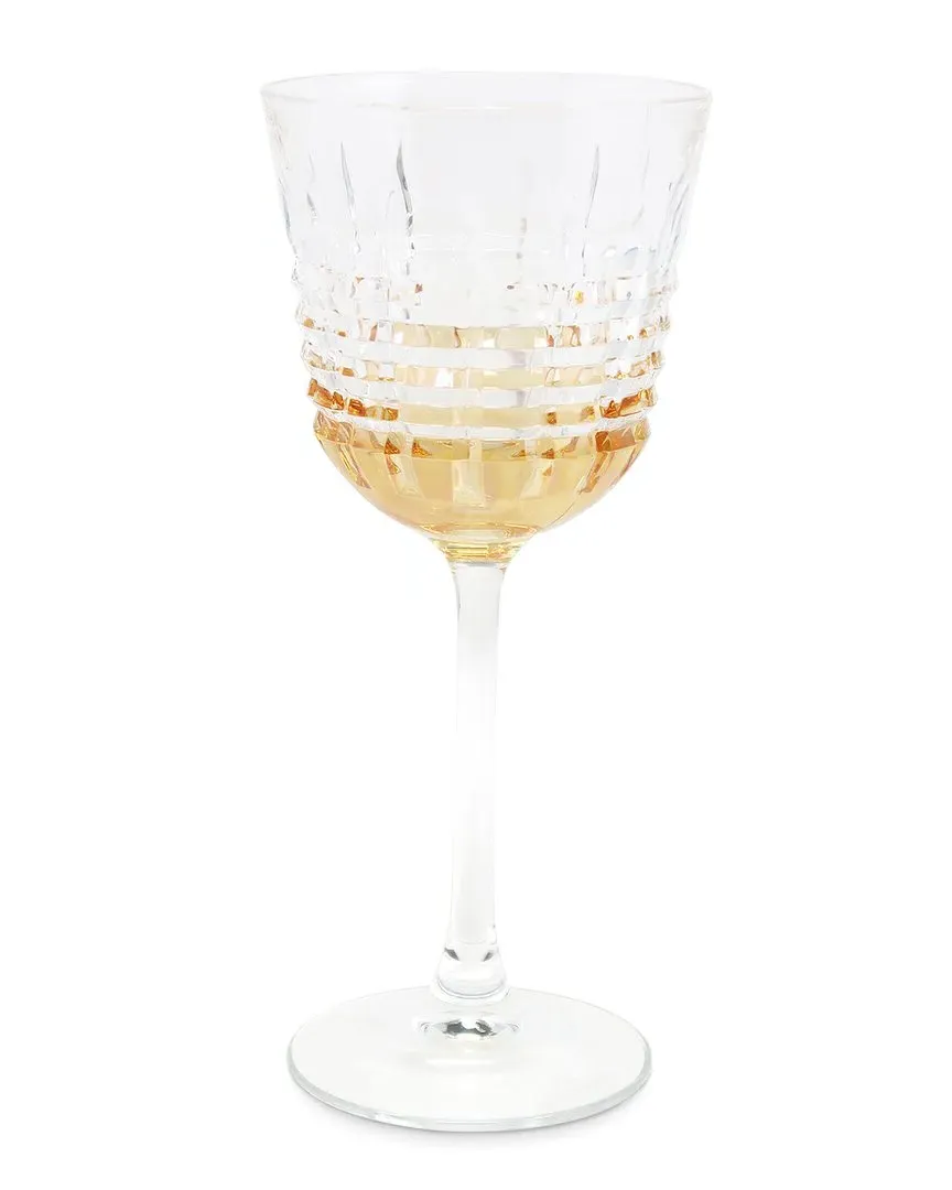 Set of 6 Wine Glasses - Clear Amber, Glass