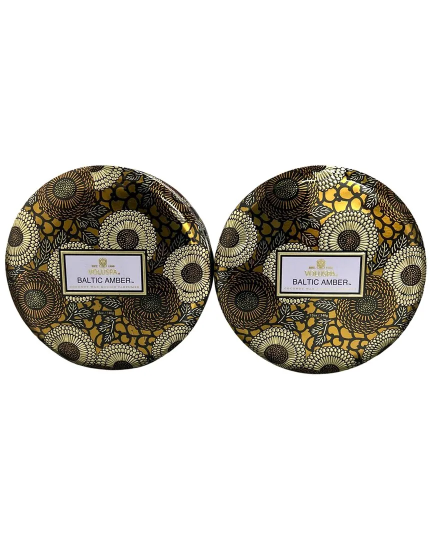 Pack of 2 12oz Baltic Amber 3-Wick Tin Candles image