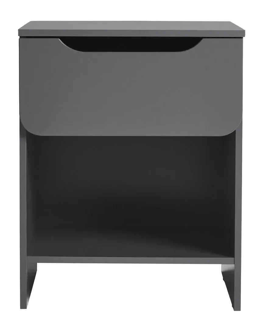 1-Drawer Nightstand with Cubby - Grey, MDF
