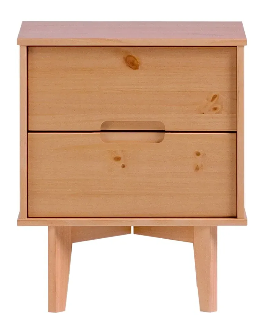 2-Drawer Groove Handle Nightstand - Natural Pine image
