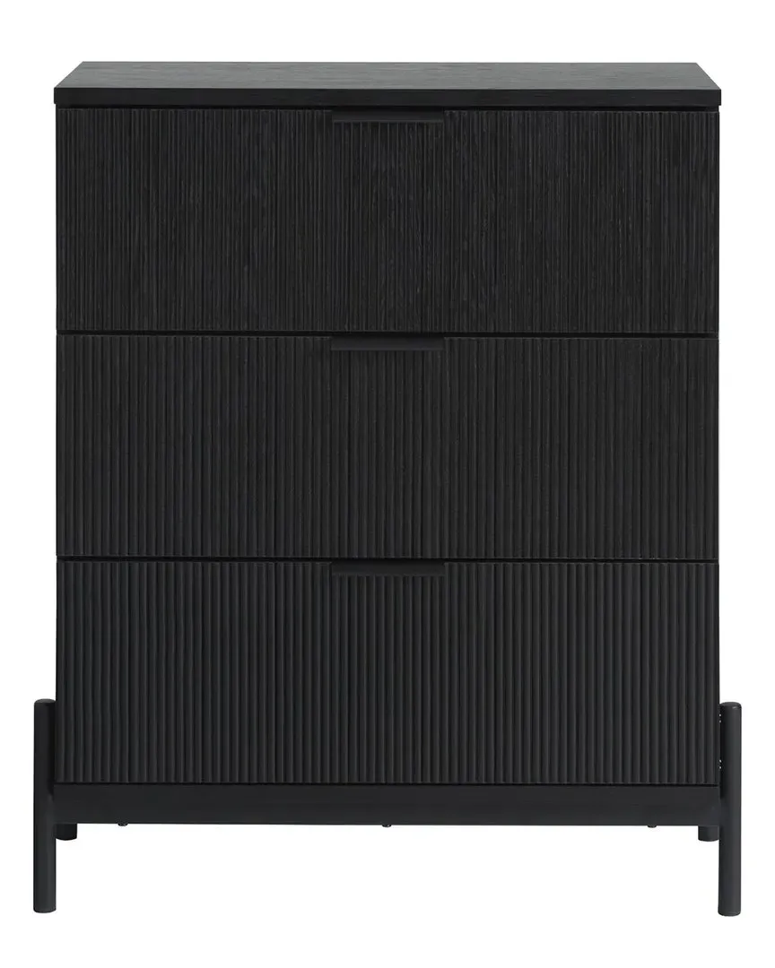 3-Drawer Chest with Reeded Fronts - Black, MDF image