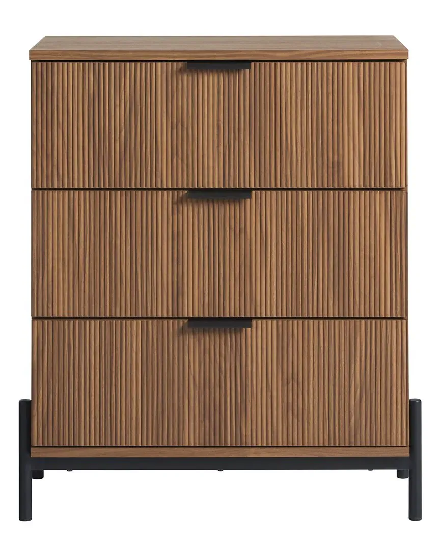 3-Drawer Chest with Reeded Fronts - Mocha, MDF