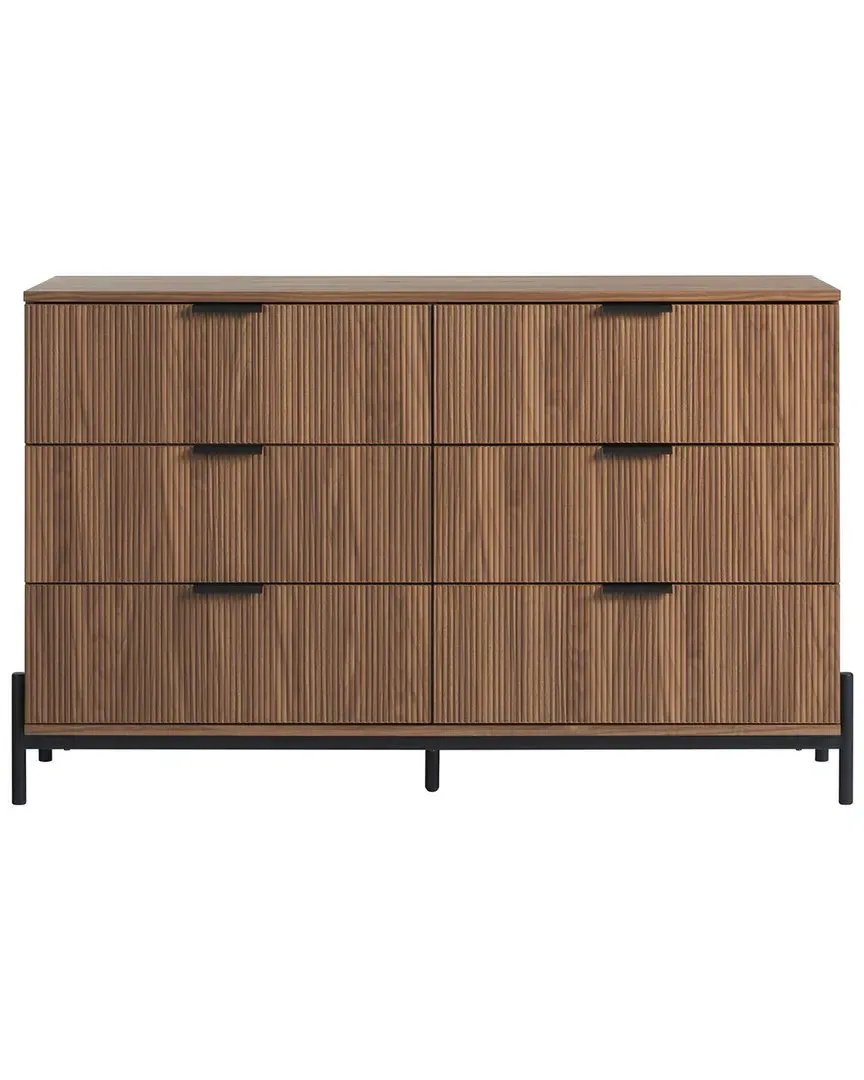 6-Drawer Dresser with Reeded Fronts - Mocha, MDF