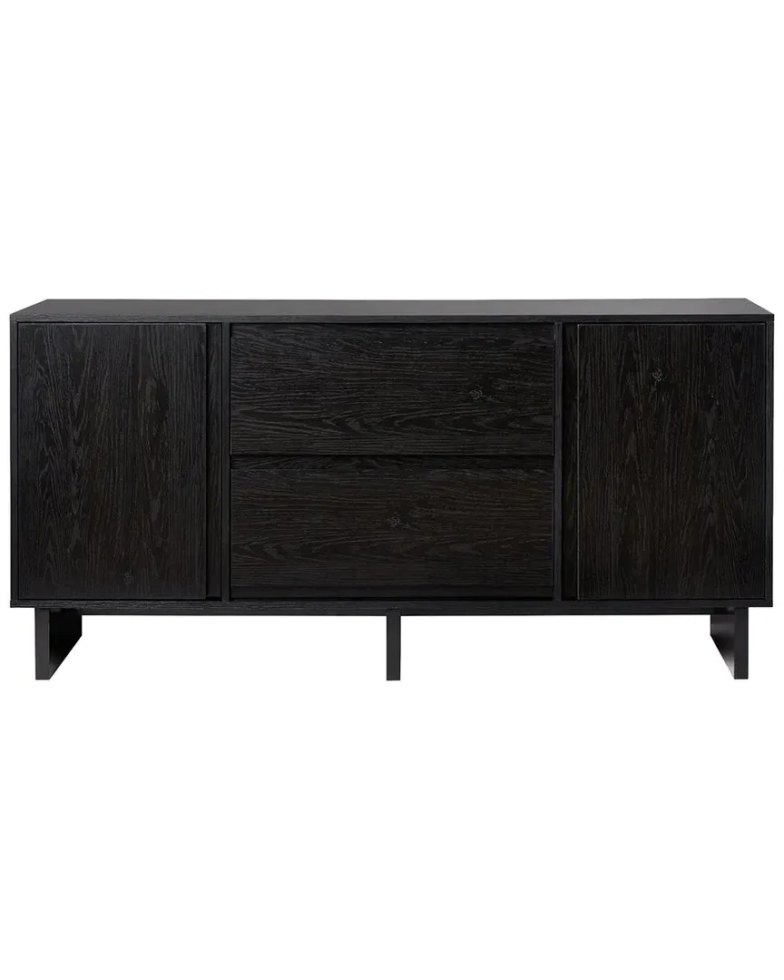 63in Scandi Sideboard with Beveled Drawers - Black