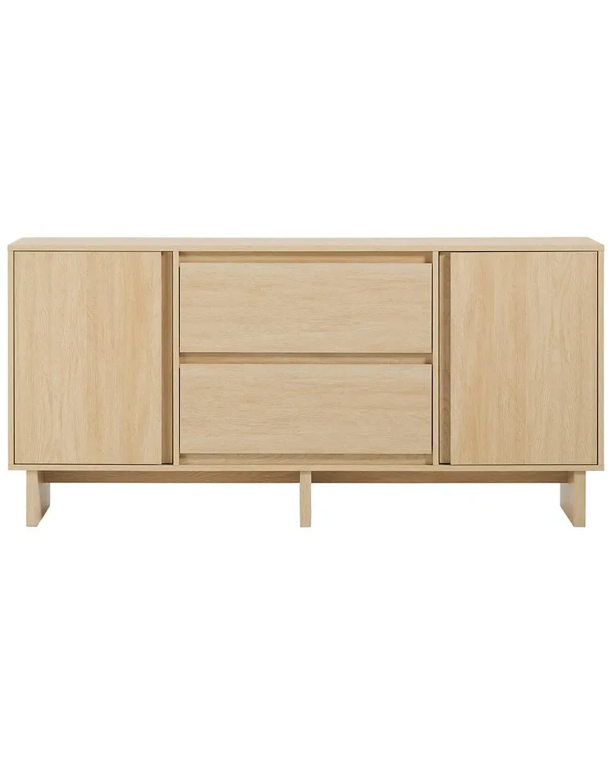 63in Scandi Sideboard with Beveled Drawers - Coastal Oak image
