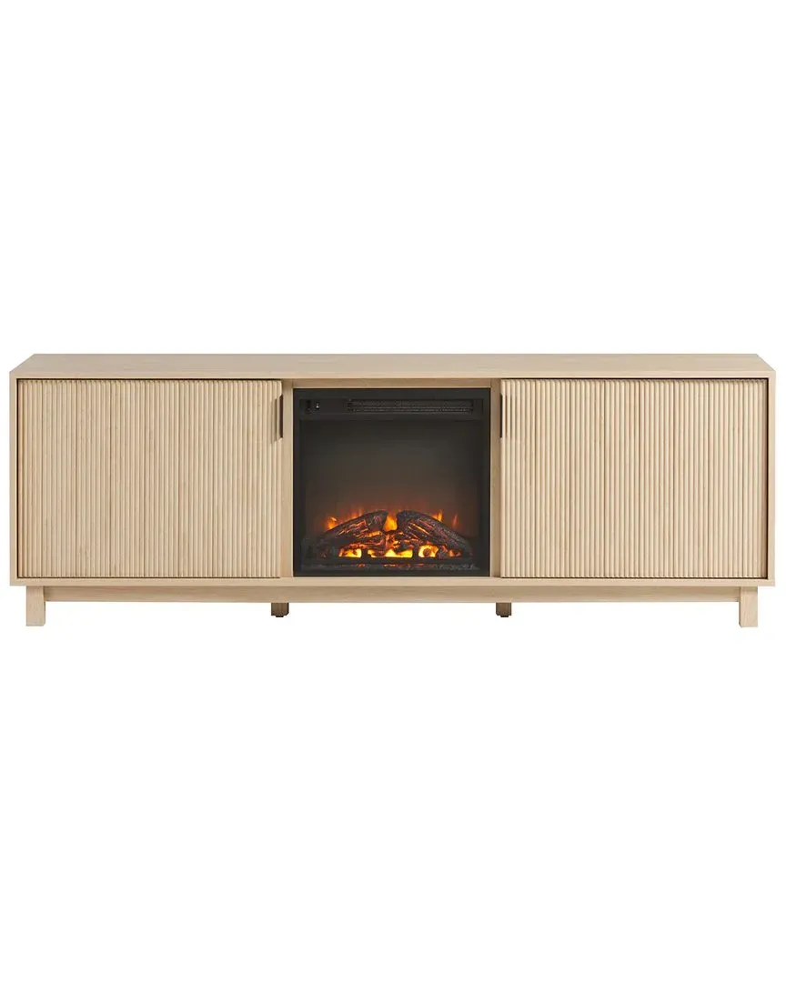 70in TV Stand with Electric Fireplace - Coastal Oak