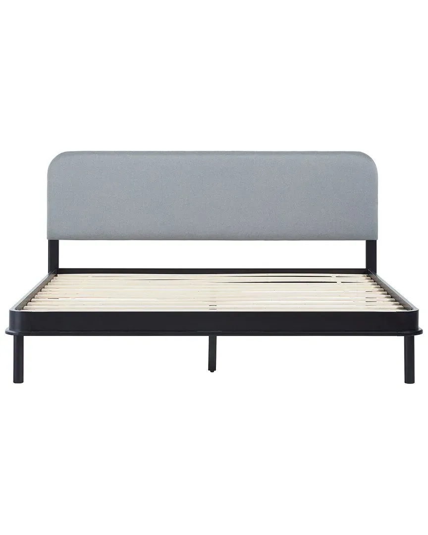 Annette Curved Upholstered Platform Bed - Black, Pine image