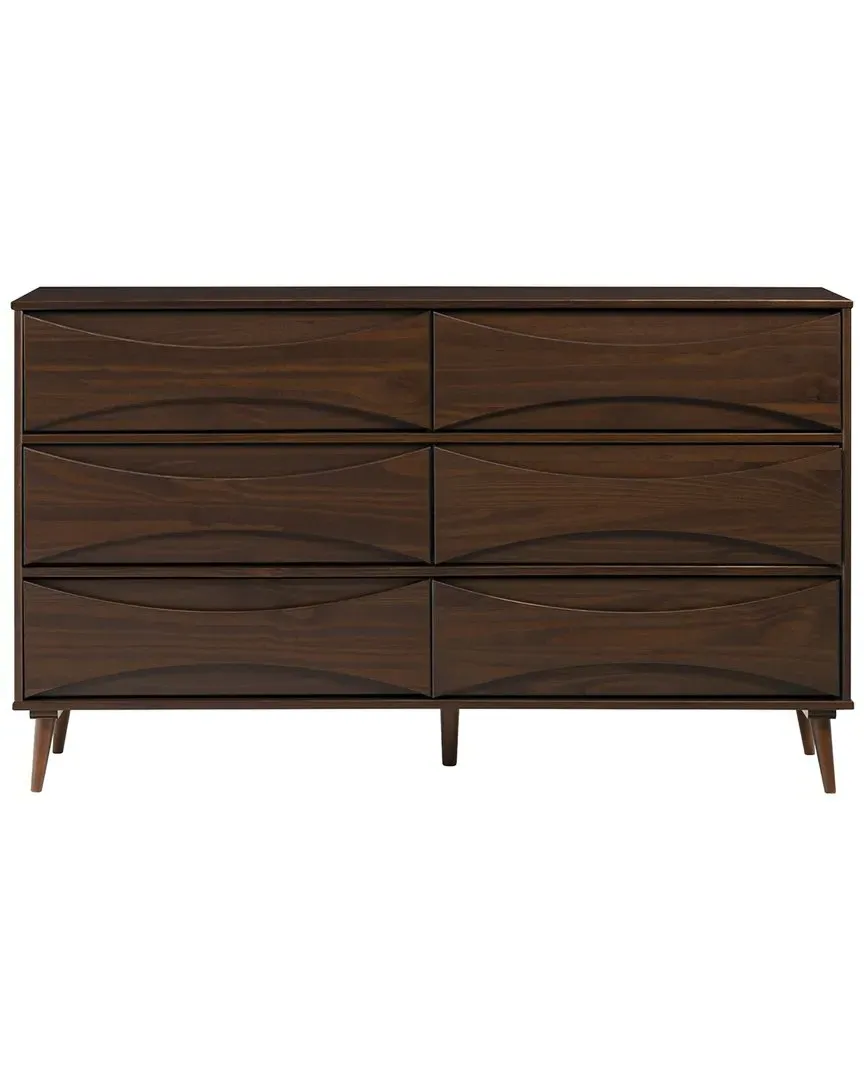 Atticus 6-Drawer Dresser with Curved Front Detail - Walnut