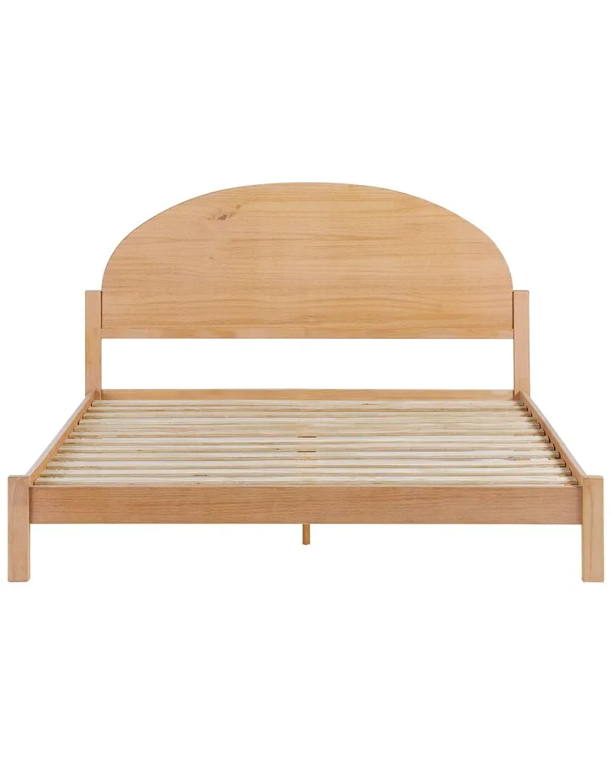 Elias Queen Size Bed Frame with Arched Headboard - White, Pine