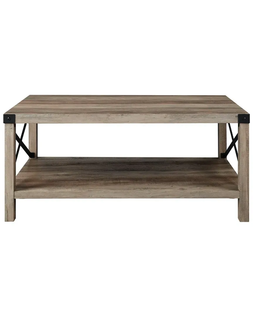 Farmhouse Metal-X Coffee Table with Storage - Grey Wash image