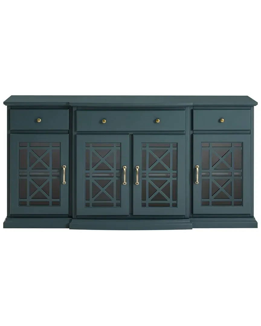 Fretwork Sideboard with Glass Doors - Dark Teal