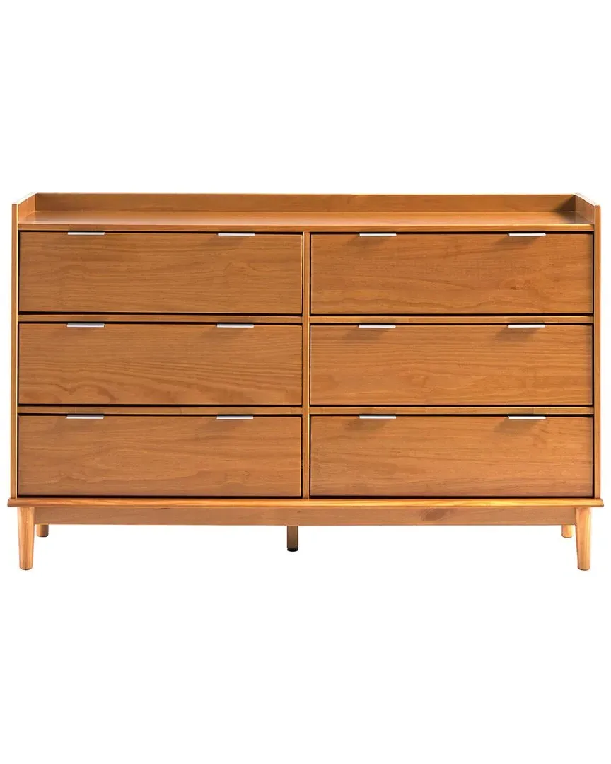 Lee 6-Drawer Dresser with Raised Gallery Top - Caramel